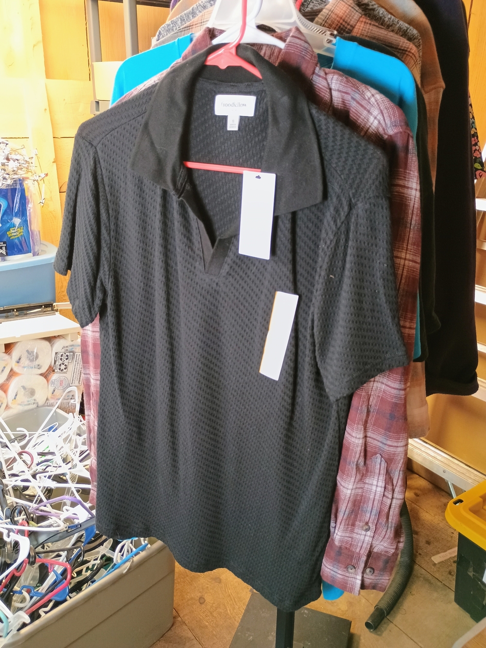 croft & barrow Black Textured Short-Sleeve Polo Shirt Bin 29